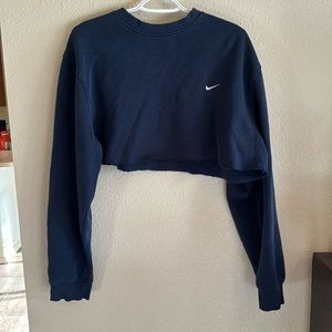 Navy cropped Nike crew neck